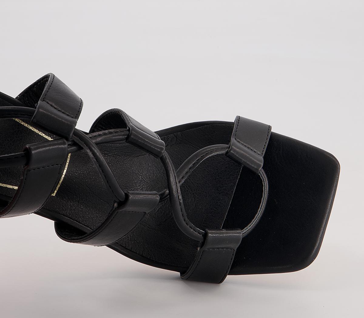 Office Margot Tie Up Stiletto Mid Heeled Sandals Office Margot Tie Up Stiletto Mid Heeled Sandals Black