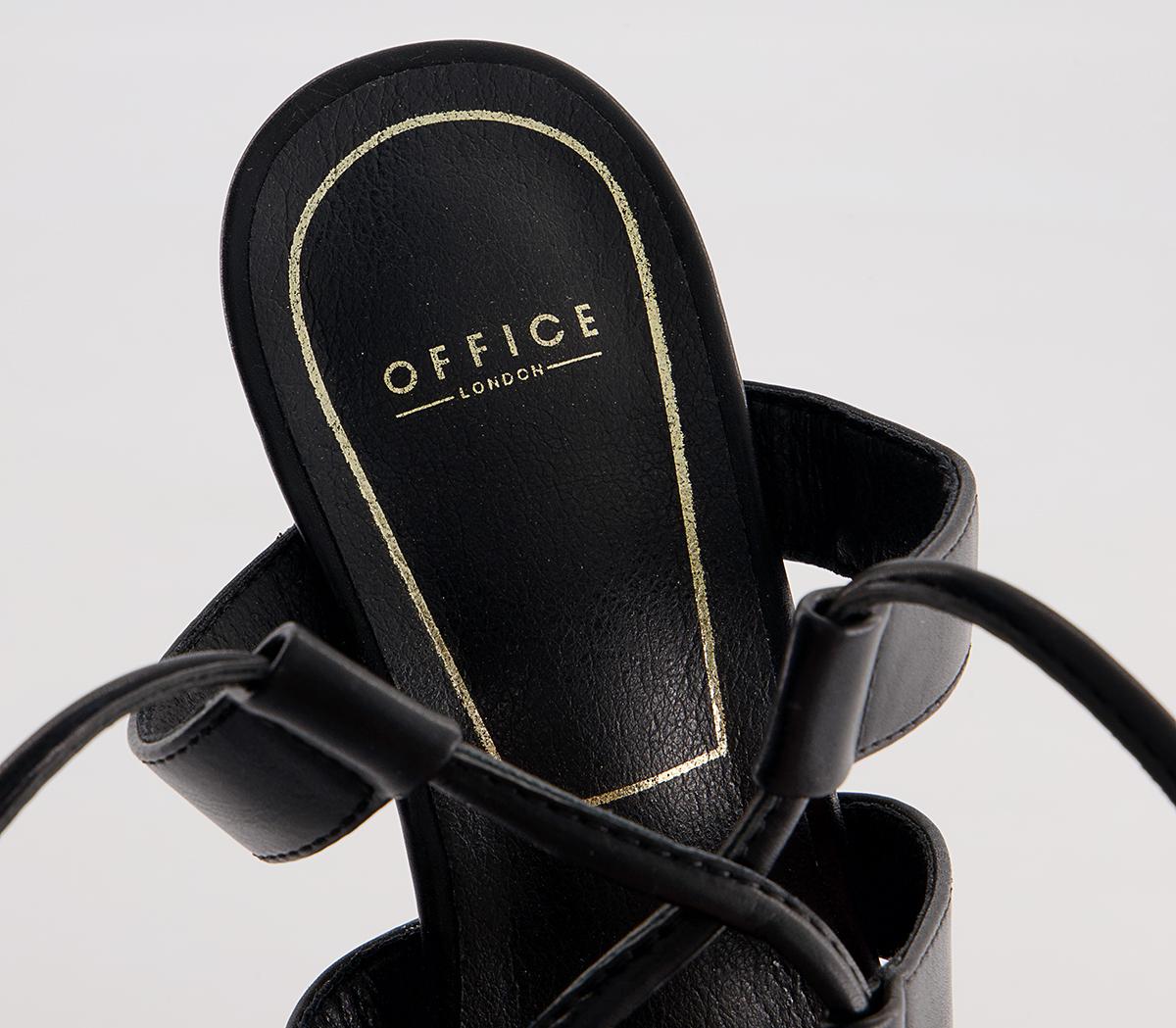 Office Margot Tie Up Stiletto Mid Heeled Sandals Office Margot Tie Up Stiletto Mid Heeled Sandals Black