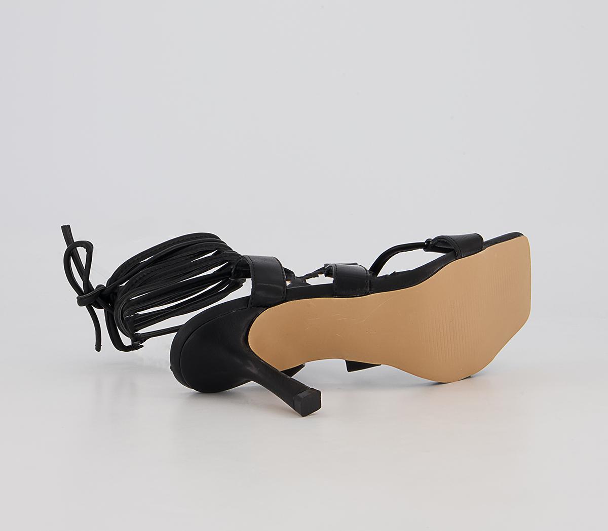 Office Margot Tie Up Stiletto Mid Heeled Sandals Office Margot Tie Up Stiletto Mid Heeled Sandals Black