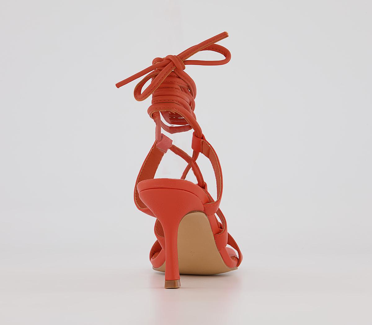 Office Margot Tie Up Stiletto Mid Heeled Sandals Office Margot Tie Up Stiletto Mid Heeled Sandals Orange