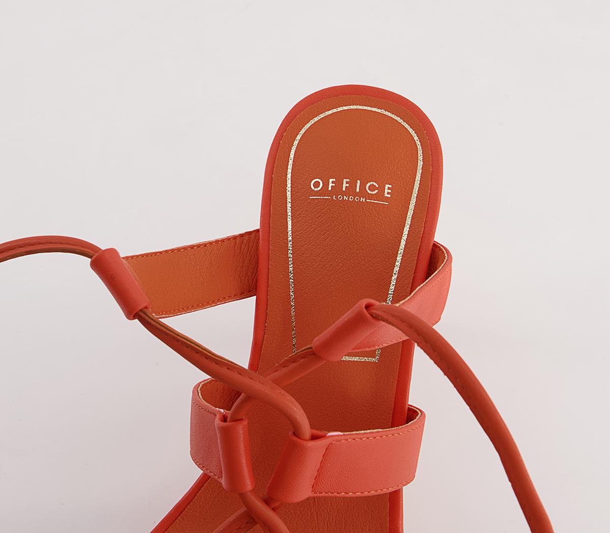 Office Margot Tie Up Stiletto Mid Heeled Sandals Office Margot Tie Up Stiletto Mid Heeled Sandals Orange