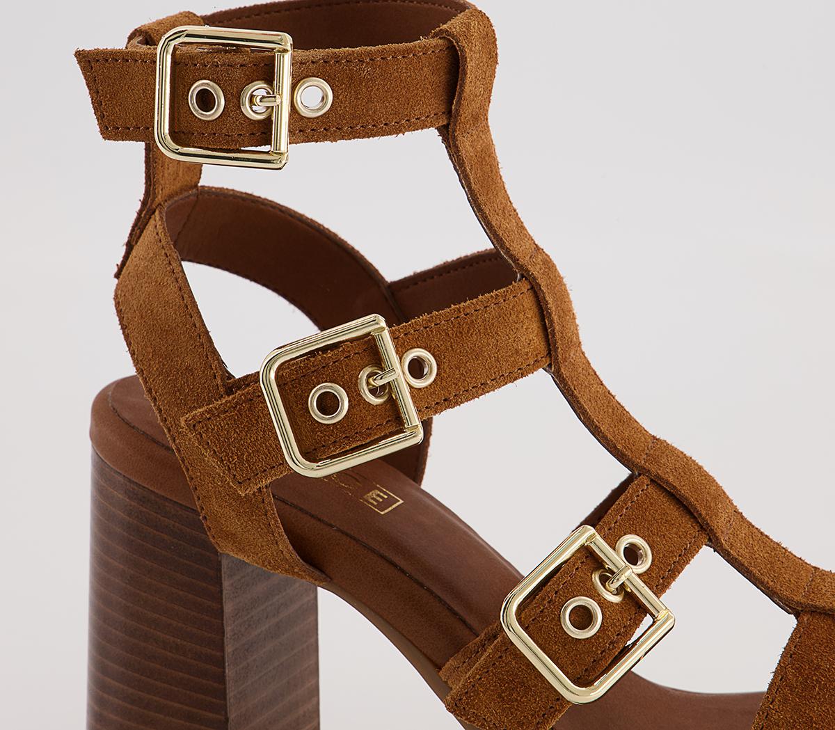 OFFICEMarlowe Suede Gladiator HeelsTan Suede