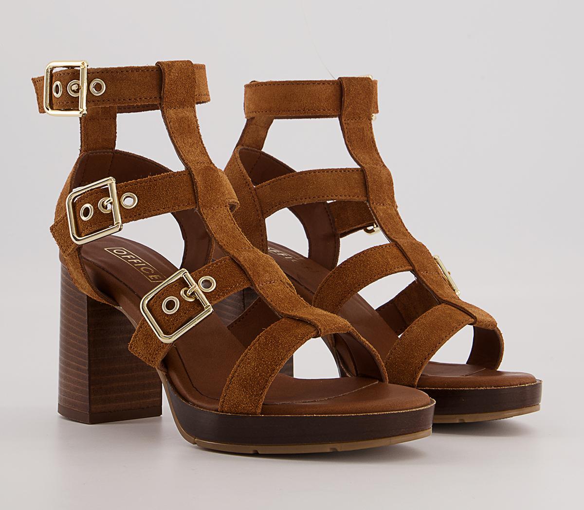 OFFICEMarlowe Suede Gladiator HeelsTan Suede