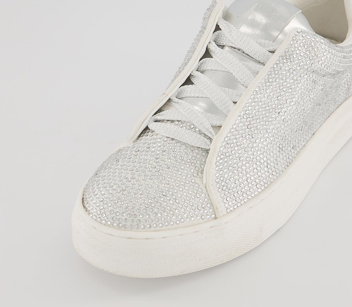Office Film Lace Up Flatform Trainers Office Film Lace Up Flatform Trainers Silver Embellished