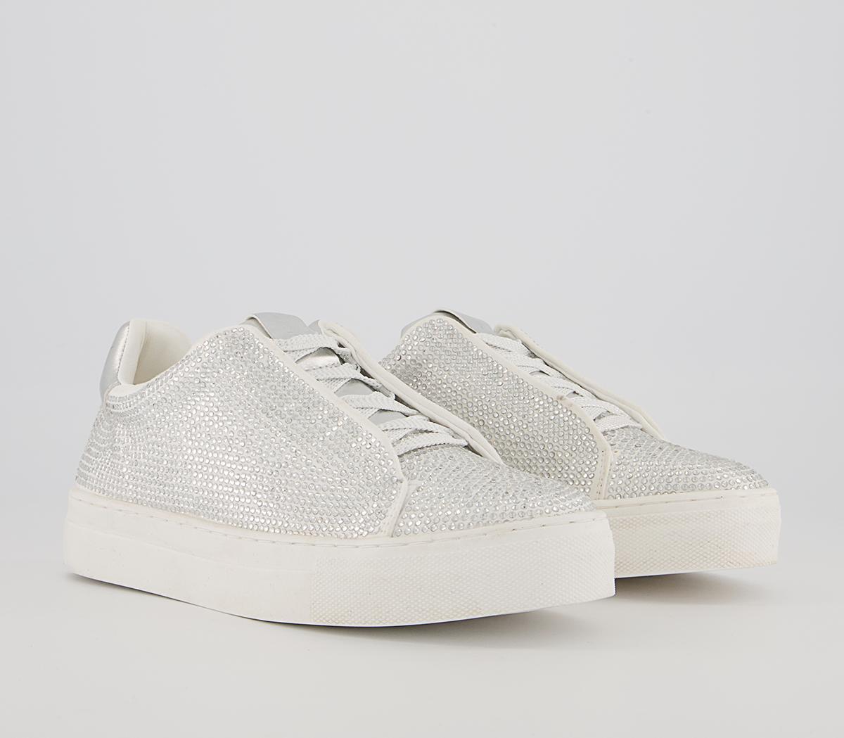 Office Film Lace Up Flatform Trainers Office Film Lace Up Flatform Trainers Silver Embellished