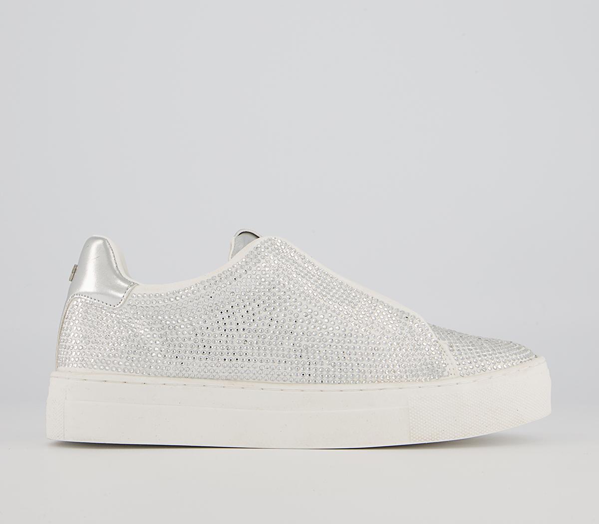 Office Film Lace Up Flatform Trainers Office Film Lace Up Flatform Trainers Silver Embellished