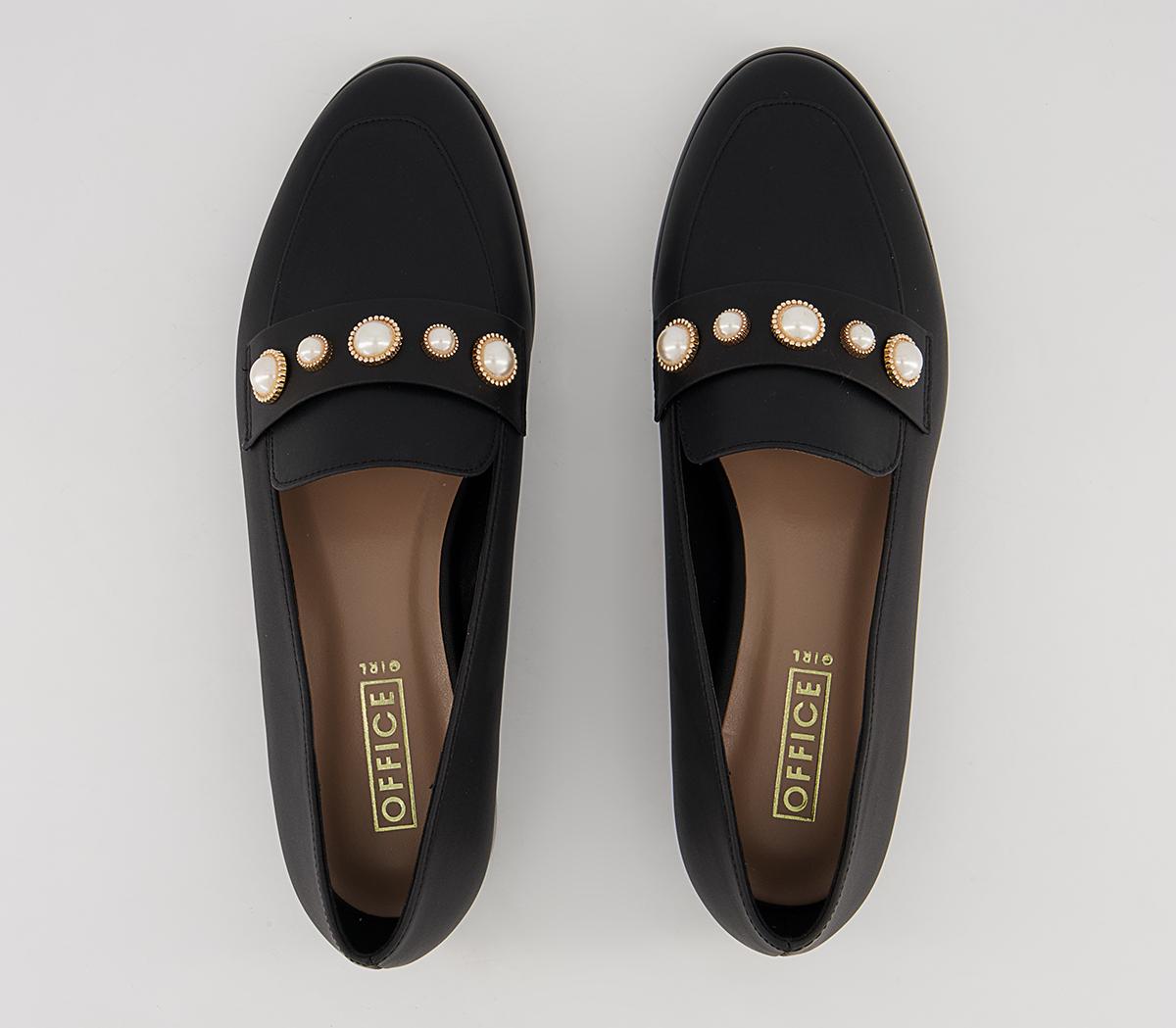Office Fliss Trim Loafers Office Fliss Trim Loafers Black With Pearls