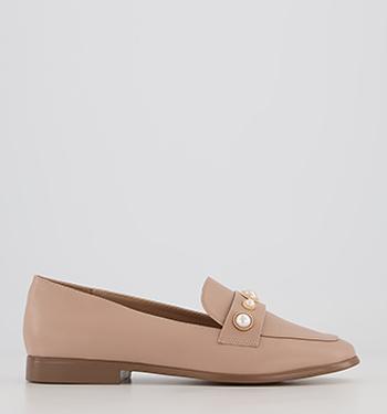 OFFICE Fliss Trim Loafers Nude With Pearls