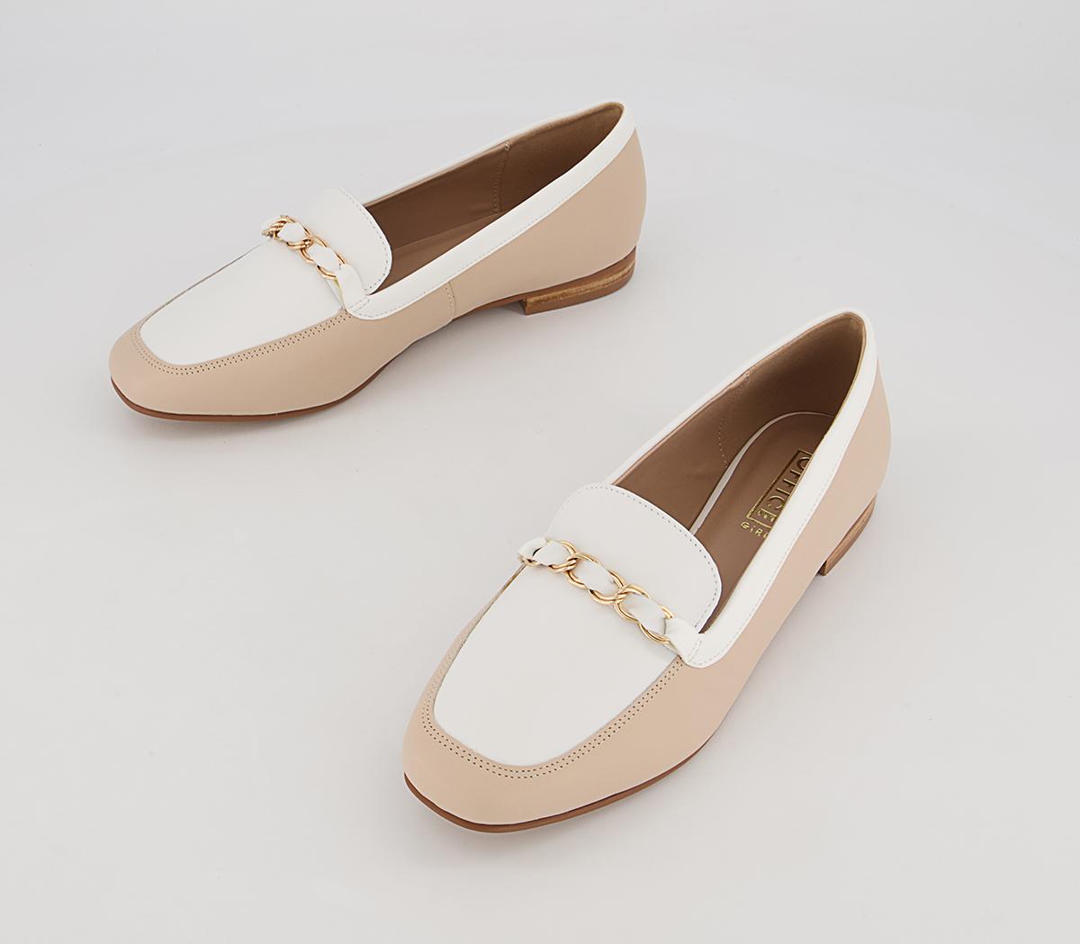 OFFICE Fides Chain Loafers Nude Off White Leather - Flat Shoes for Women