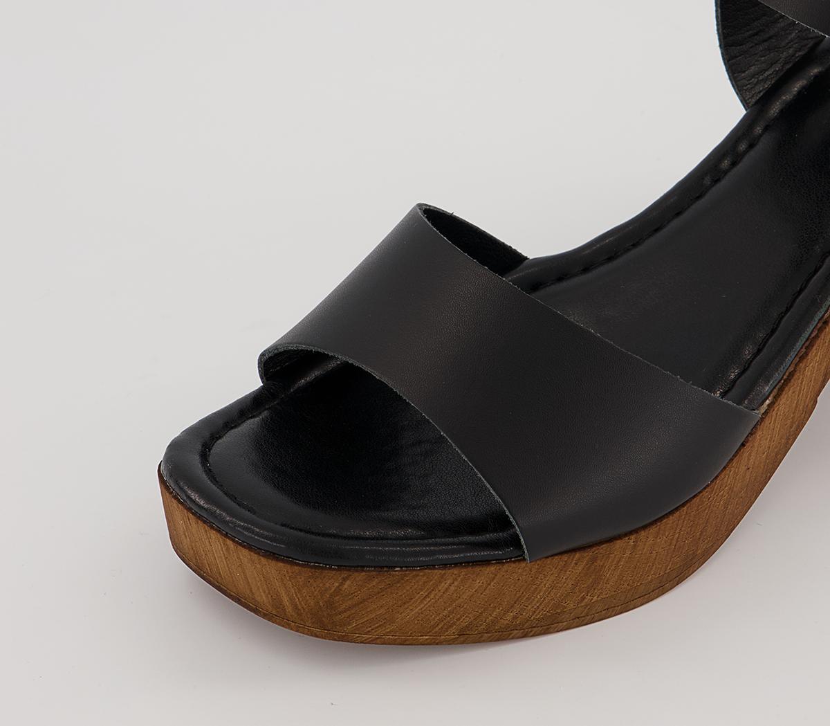 OFFICEMaeve Wood Effect SandalsBlack Leather