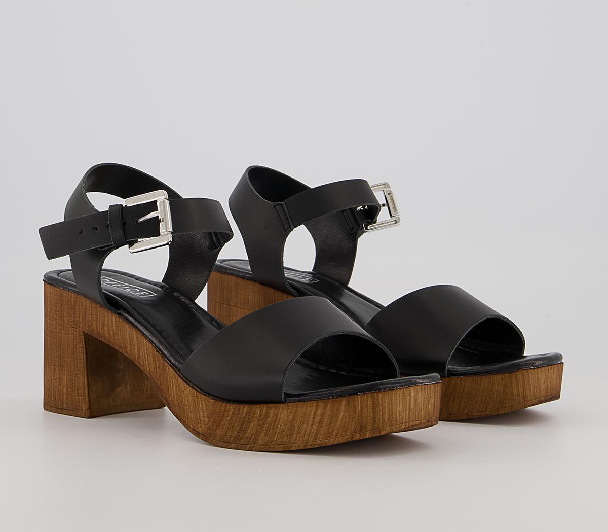 OFFICEMaeve Wood Effect SandalsBlack Leather