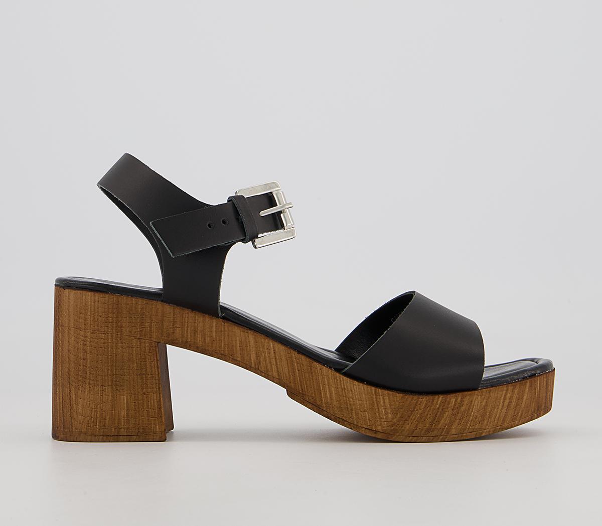 OFFICEMaeve Wood Effect SandalsBlack Leather