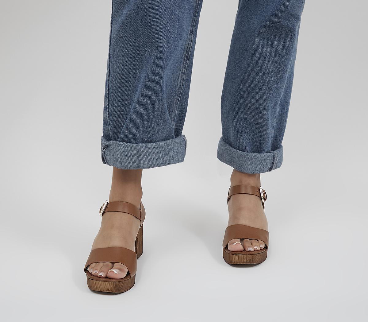 Tan wooden heeled on sale sandals