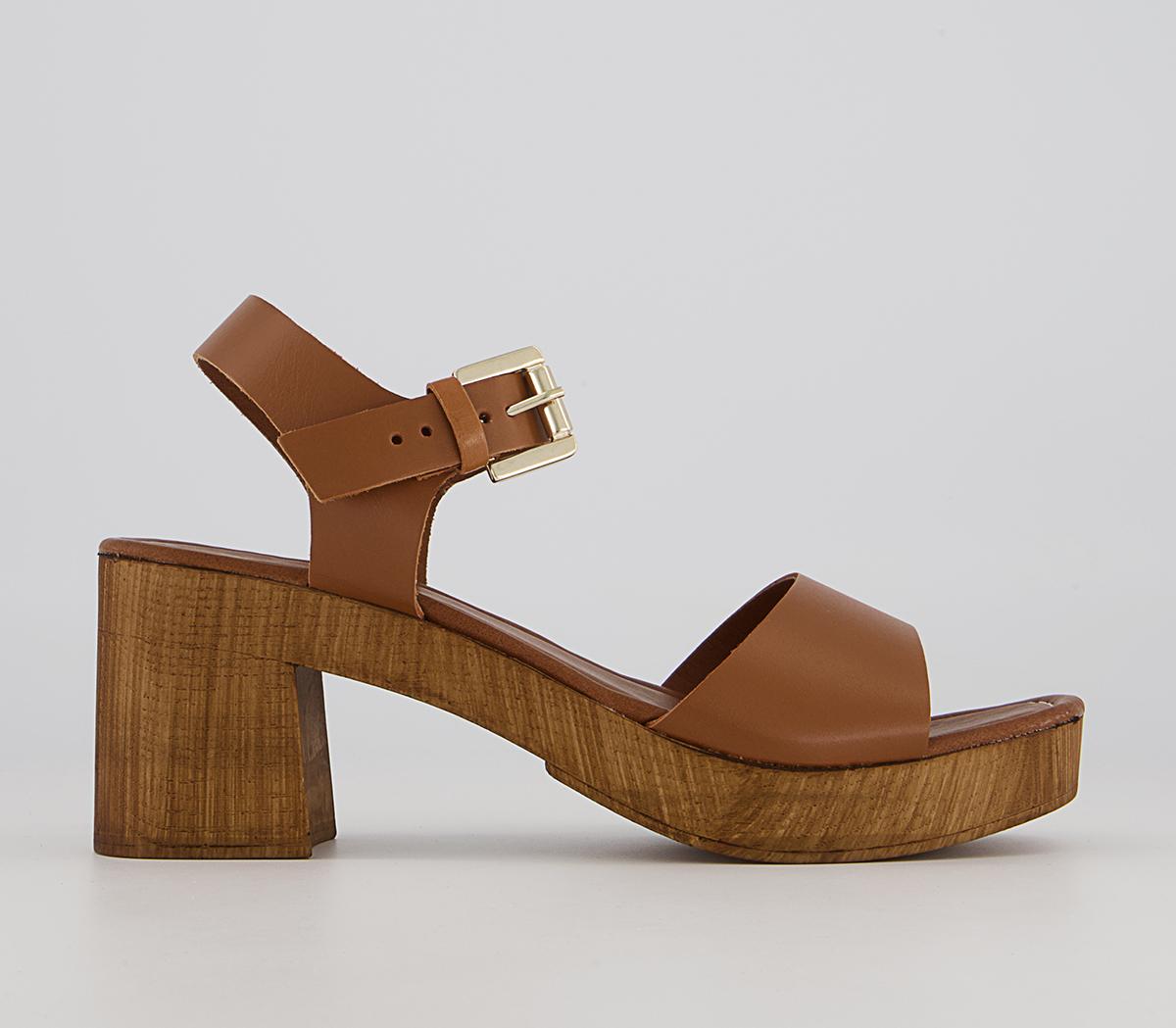 OFFICEMaeve Wood Effect Sandals OFFICEMaeve Wood Effect SandalsTan Leather