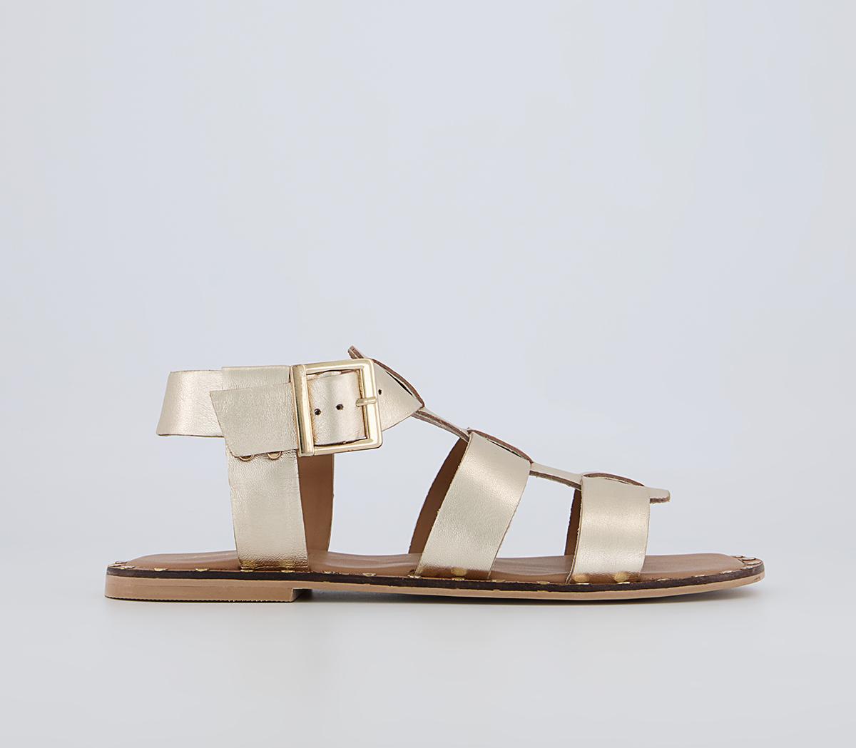 OFFICE Super Gladiator Sandals Gold Leather Women s Sandals