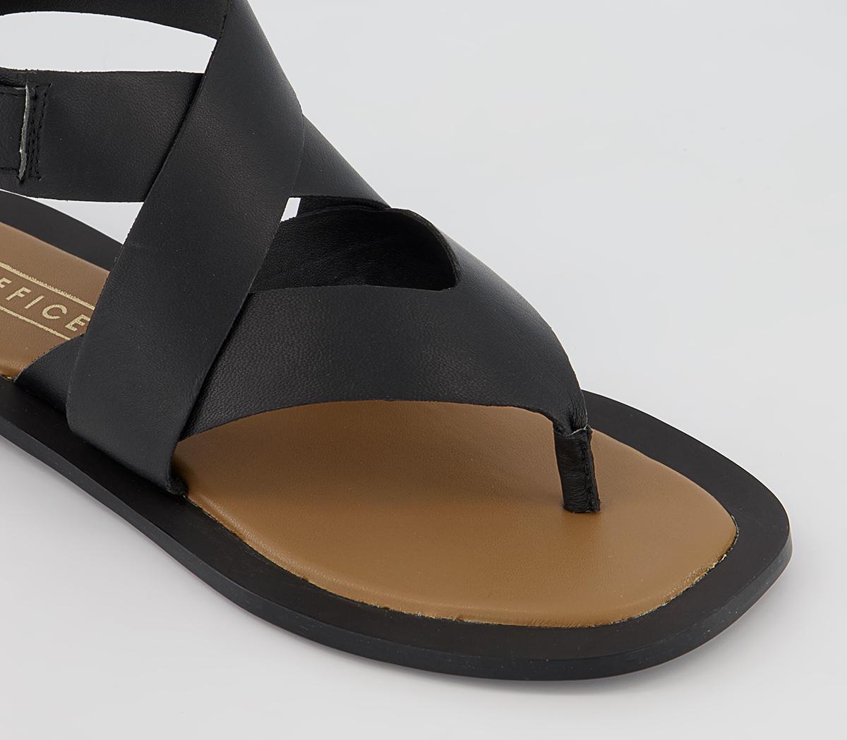 OFFICE Sashay Toe Post Sandals Black Leather - Women’s Sandals