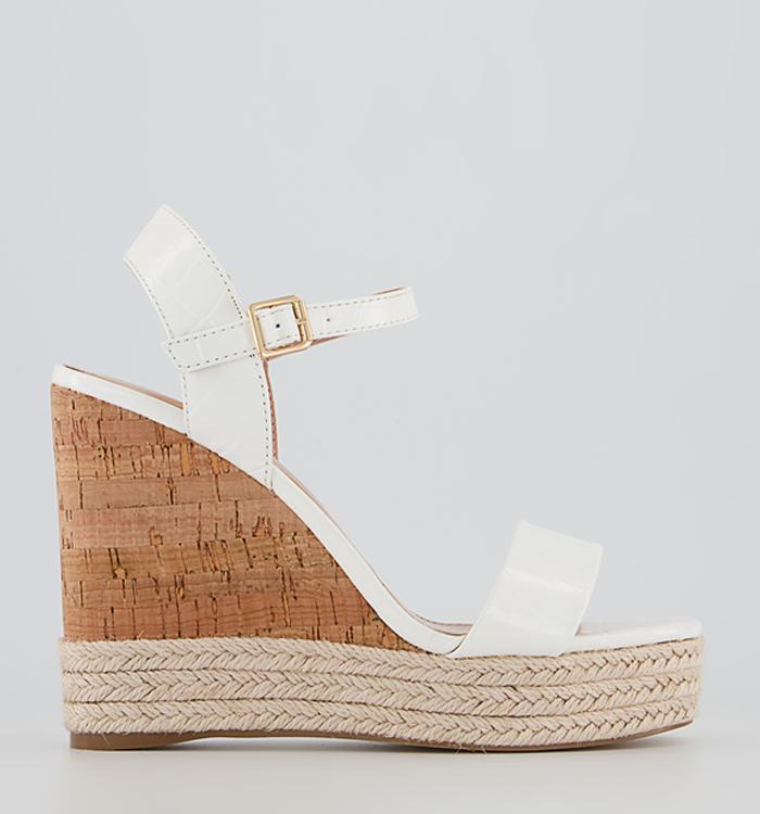 Office Holland Cork Wedges White