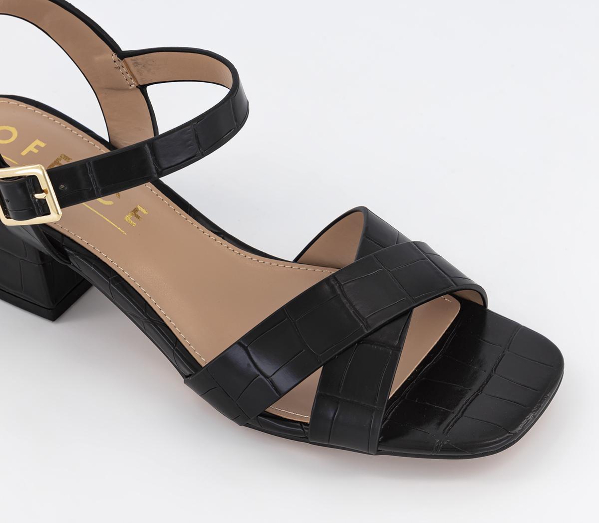 OFFICEMajesty Cross Strap Block HeelsBlack Croc
