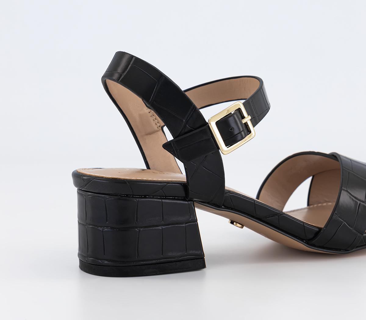 OFFICEMajesty Cross Strap Block HeelsBlack Croc