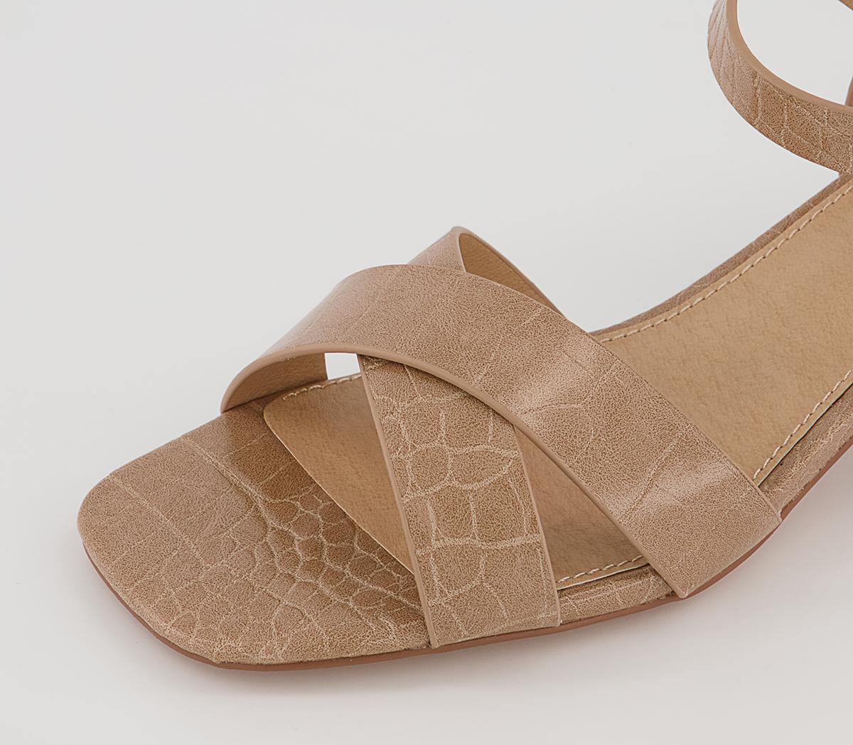 OFFICEMajesty Cross Strap Block HeelsTan