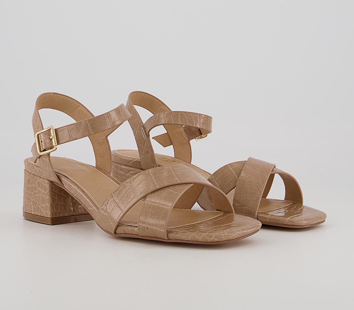 OFFICEMajesty Cross Strap Block HeelsTan