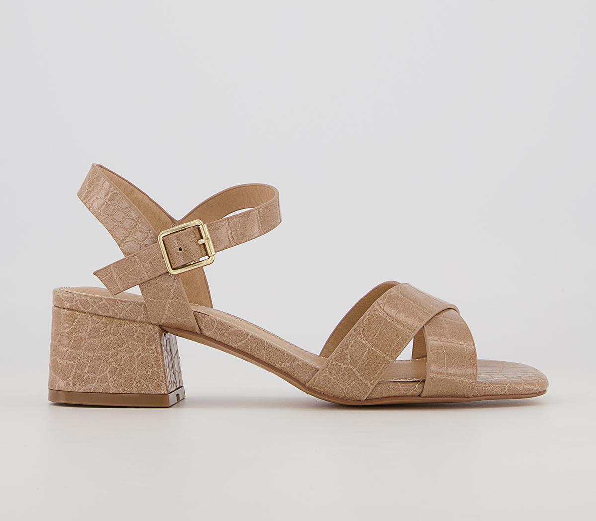 OFFICEMajesty Cross Strap Block HeelsTan