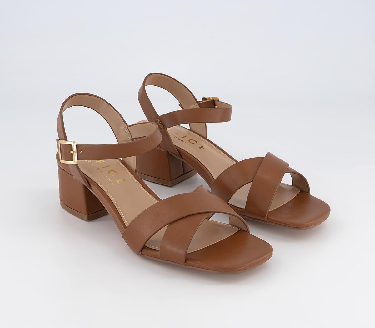 OFFICEMajesty Cross Strap Block HeelsNew Tan