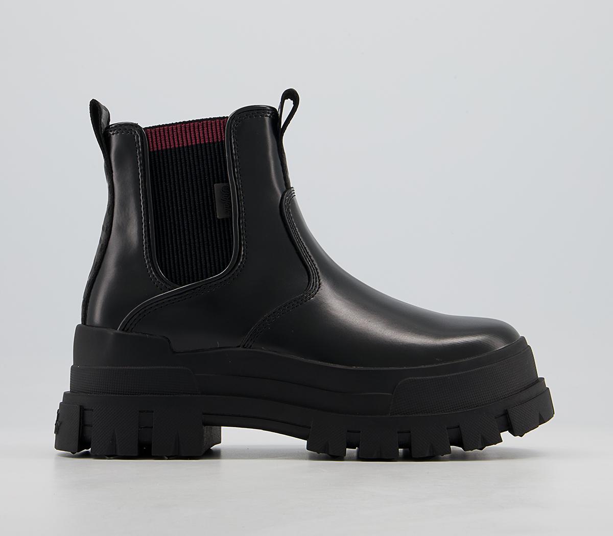 buffalo aspha flat ankle boots in washed denim