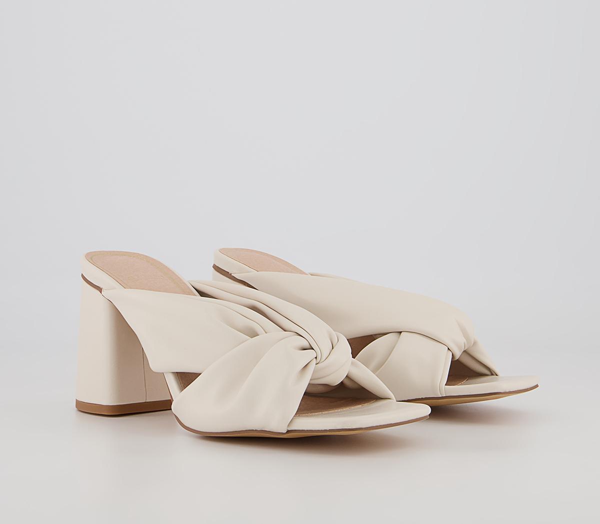 OFFICE Macie Twist Front Block Heeled Slip On Mules Beige - Mules