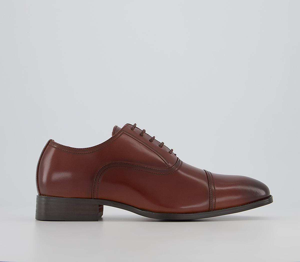 OFFICE Maresco High Shine Toe Cap Oxford Shoes Tan Leather - Men’s ...