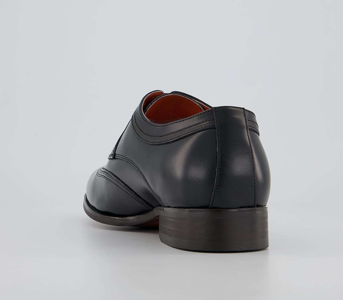 OFFICE Matayo High Shine Plain Toe Wingcap Derby Shoes Black Leather ...