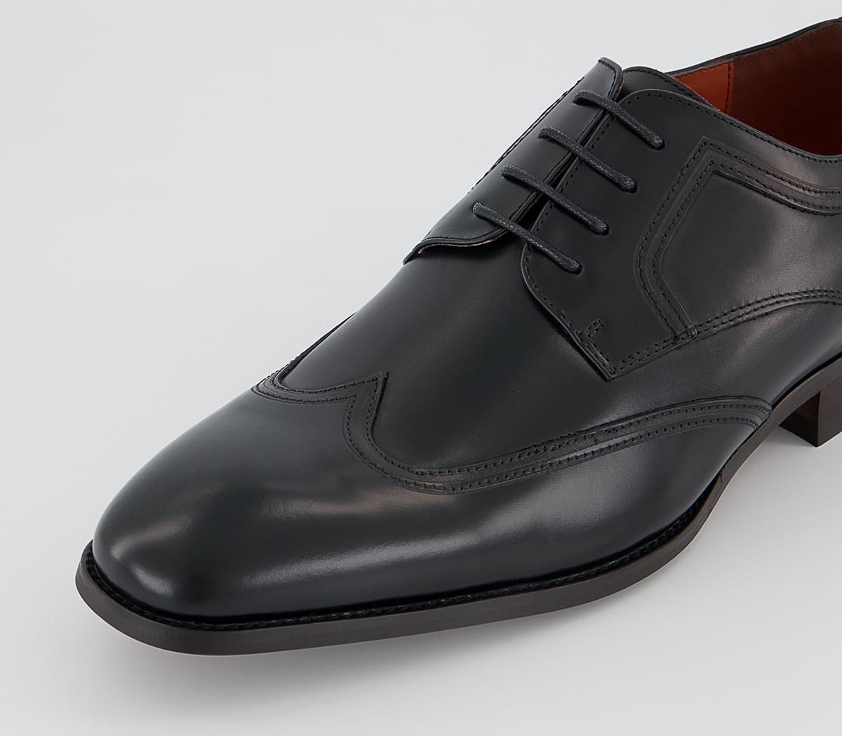 OFFICE Matayo High Shine Plain Toe Wingcap Derby Shoes Black Leather ...