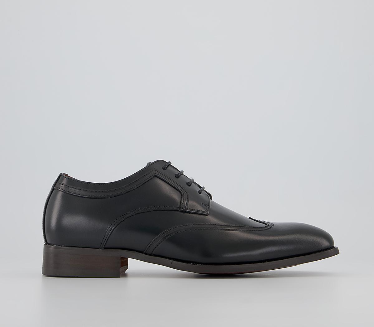 OFFICE Matayo High Shine Plain Toe Wingcap Derby Shoes Black Leather ...