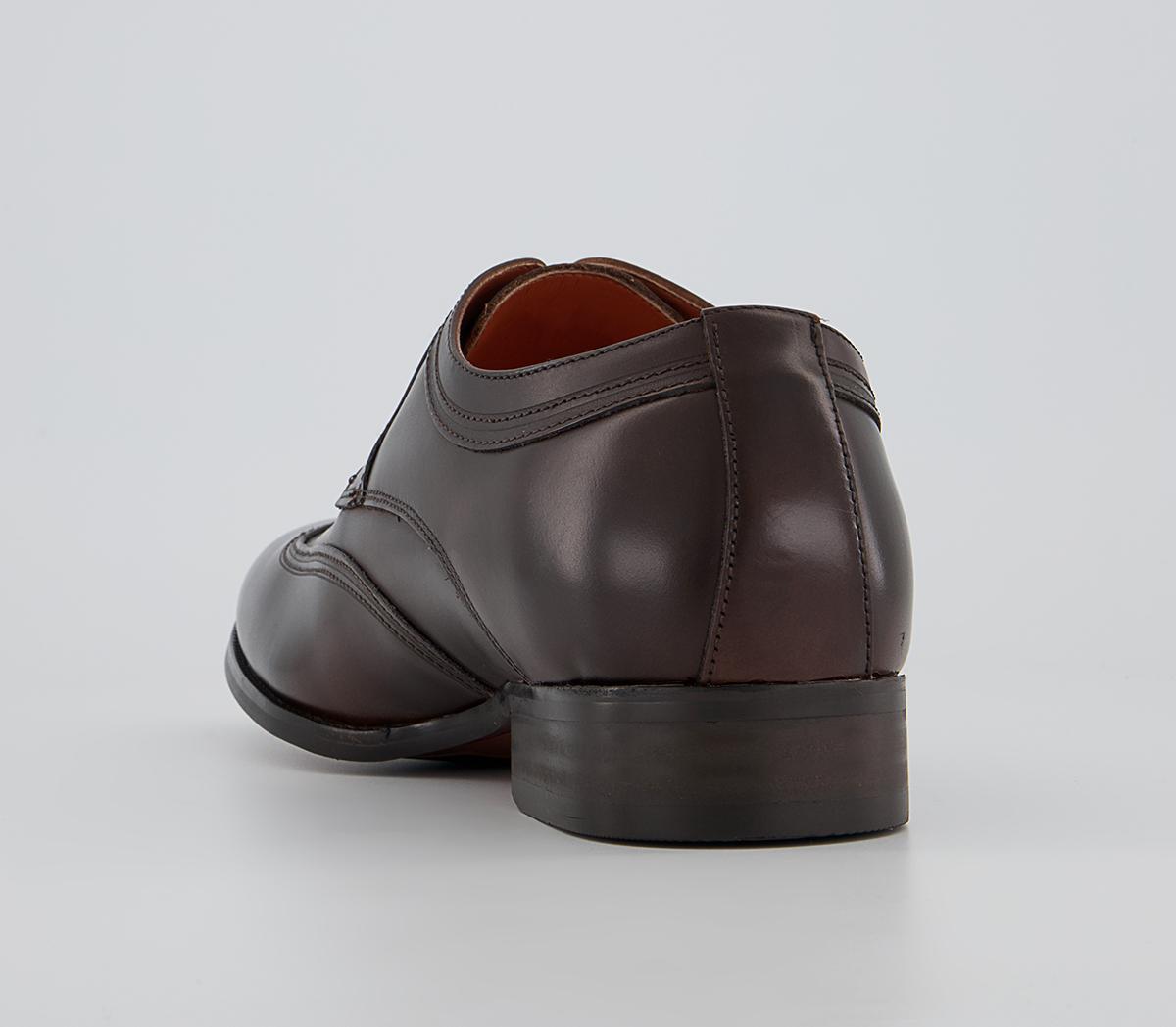 OFFICE Matayo High Shine Plain Toe Wingcap Derby Shoes Brown Leather ...