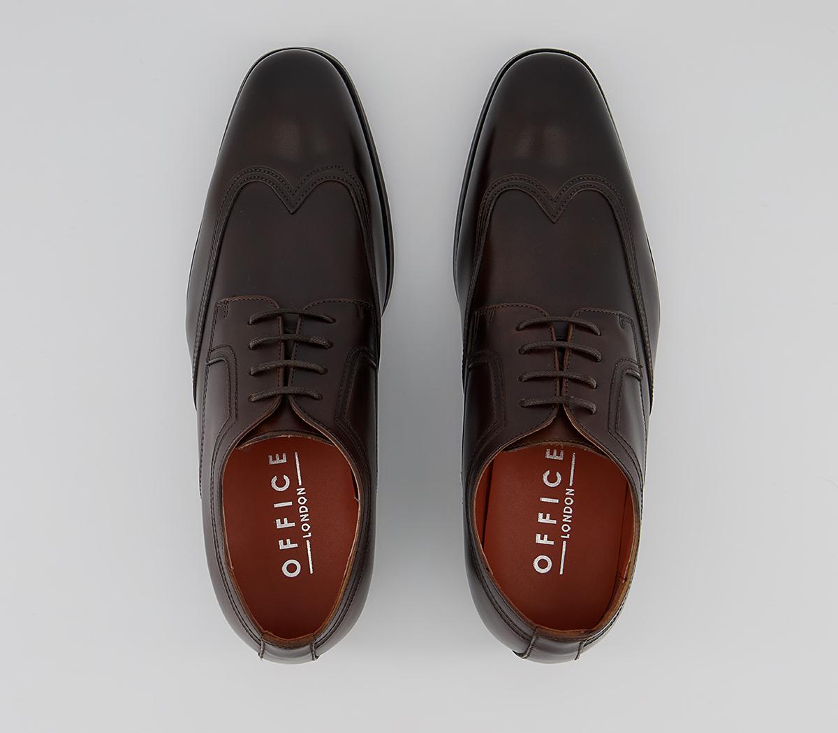 Office Matayo High Shine Plain Toe Wingcap Derby Shoes Office Matayo High Shine Plain Toe Wingcap Derby Shoes Brown Leather