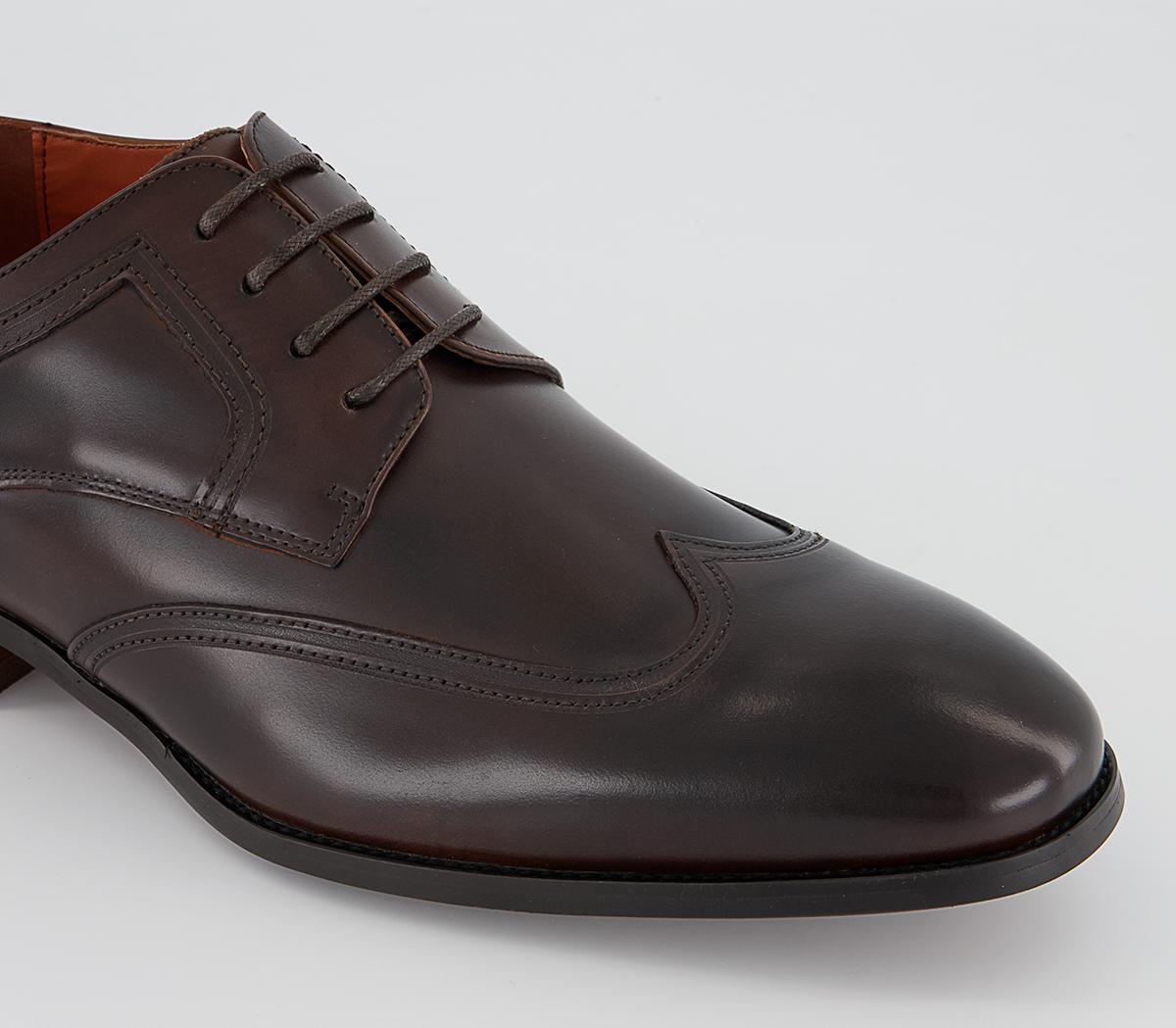 Office Matayo High Shine Plain Toe Wingcap Derby Shoes Office Matayo High Shine Plain Toe Wingcap Derby Shoes Brown Leather