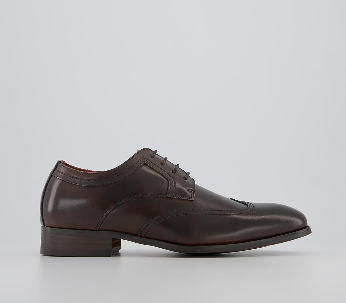 OFFICEMatayo High Shine Plain Toe Wingcap Derby ShoesBrown Leather