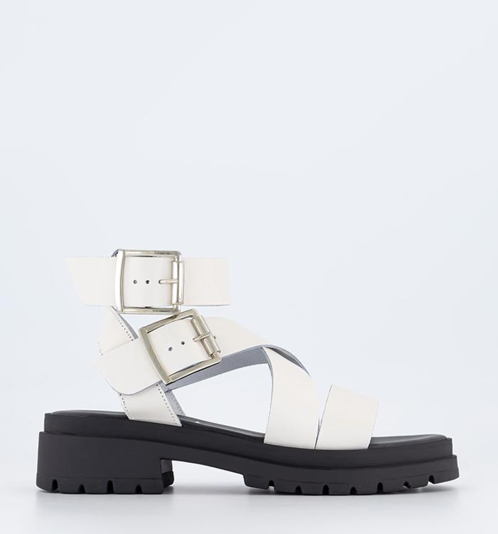 OFFICE Stash Buckle Detail Sandals Off White Leather