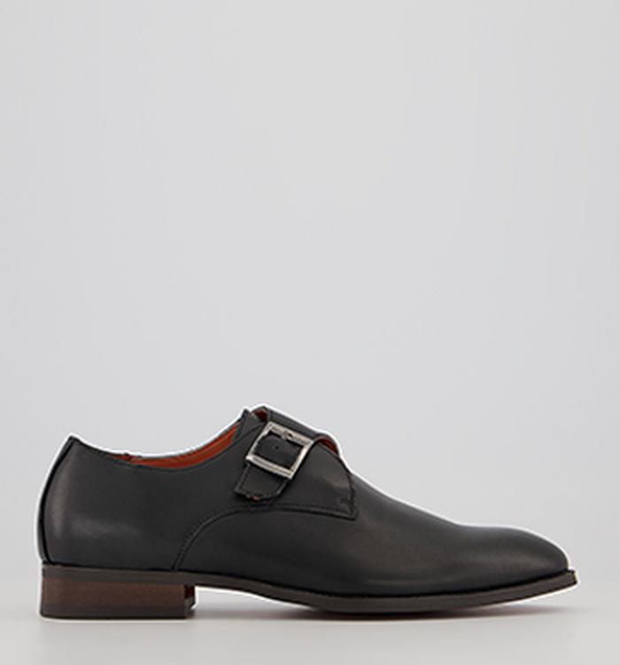 Office Montague Single Monk Shoes Black Leather