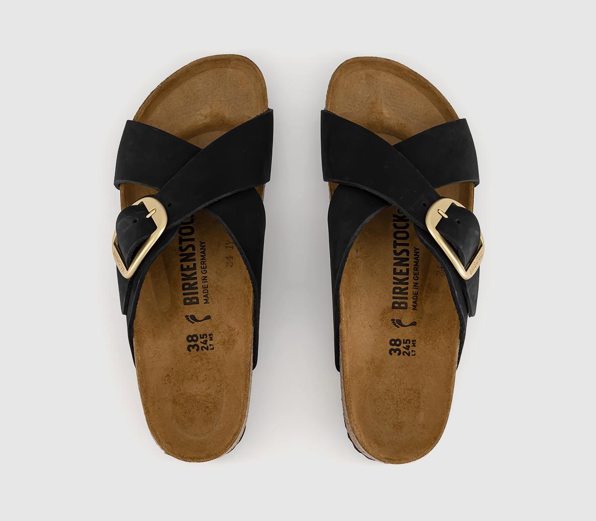 BIRKENSTOCK Siena Big Buckle Sandals Black Nubuck Women’s Sandals