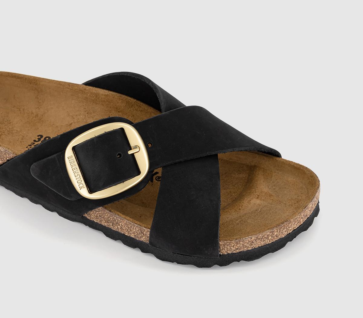 BIRKENSTOCK Siena Big Buckle Sandals Black Nubuck - Women's