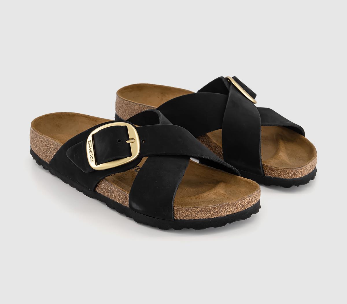 BIRKENSTOCK Siena Big Buckle Sandals Black Nubuck Women’s Sandals