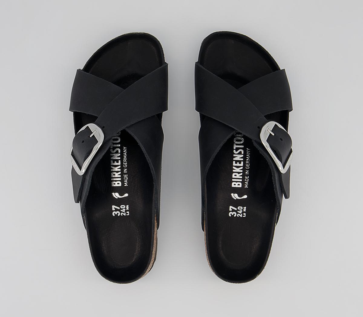 BIRKENSTOCK Siena Big Buckle Sandals BIRKENSTOCK Siena Big Buckle Sandals Black Natural Leather Oiled
