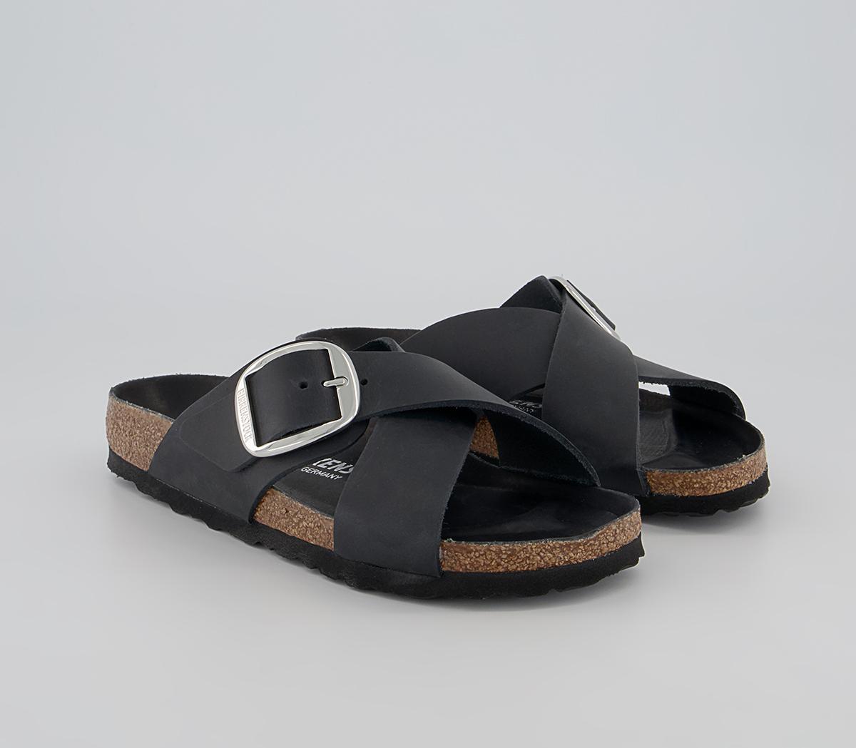 BIRKENSTOCK Siena Big Buckle Sandals BIRKENSTOCK Siena Big Buckle Sandals Black Natural Leather Oiled