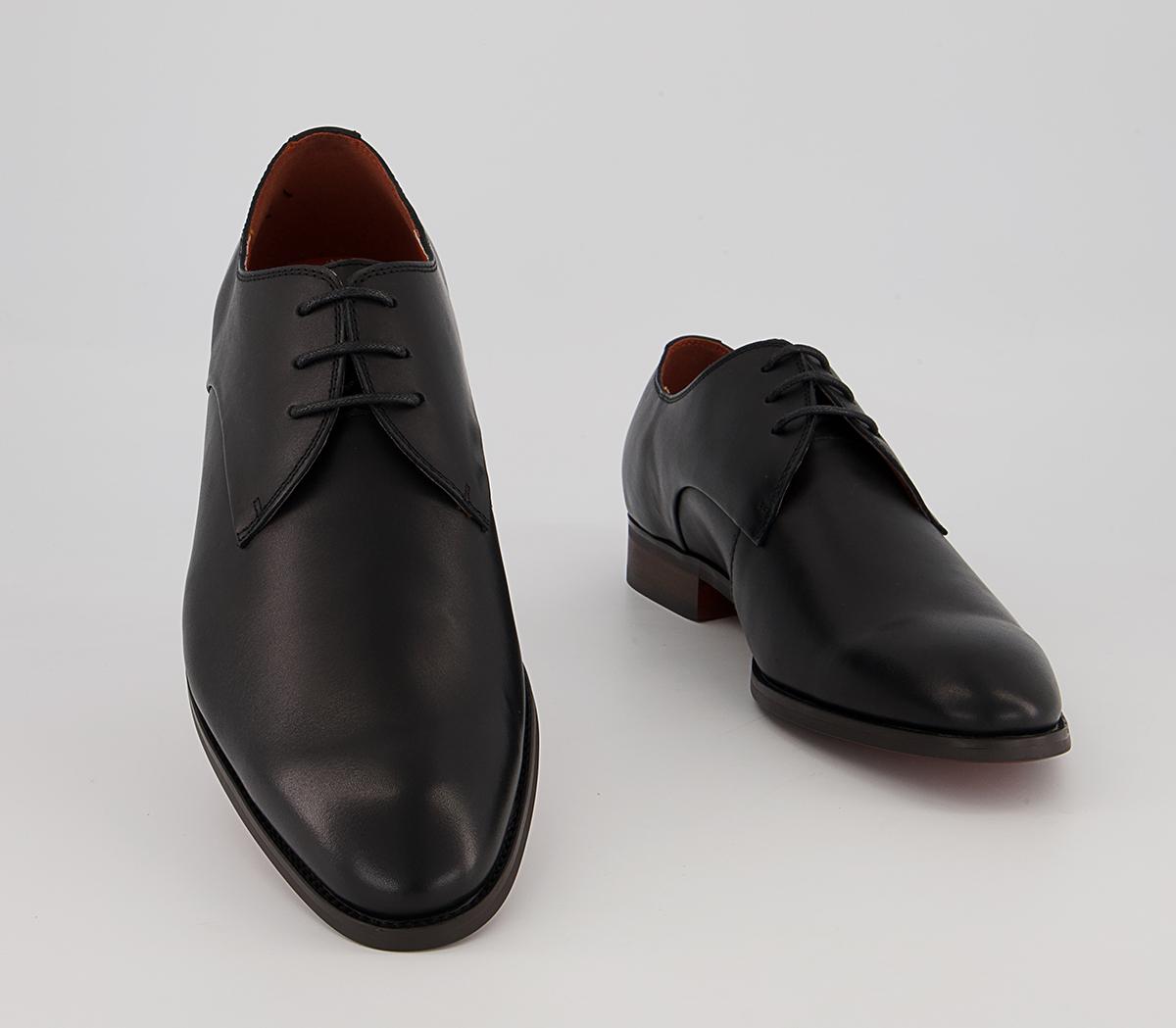 OFFICE Miguel Three Eye Derby Shoes Black Leather - Men’s Smart Shoes