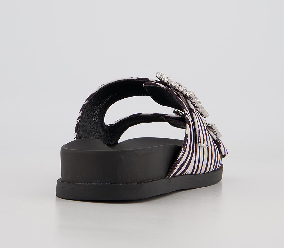 Office Slide Away Double Buckle Diamante Flat Sandals Office Slide Away Double Buckle Diamante Flat Sandals Zebra