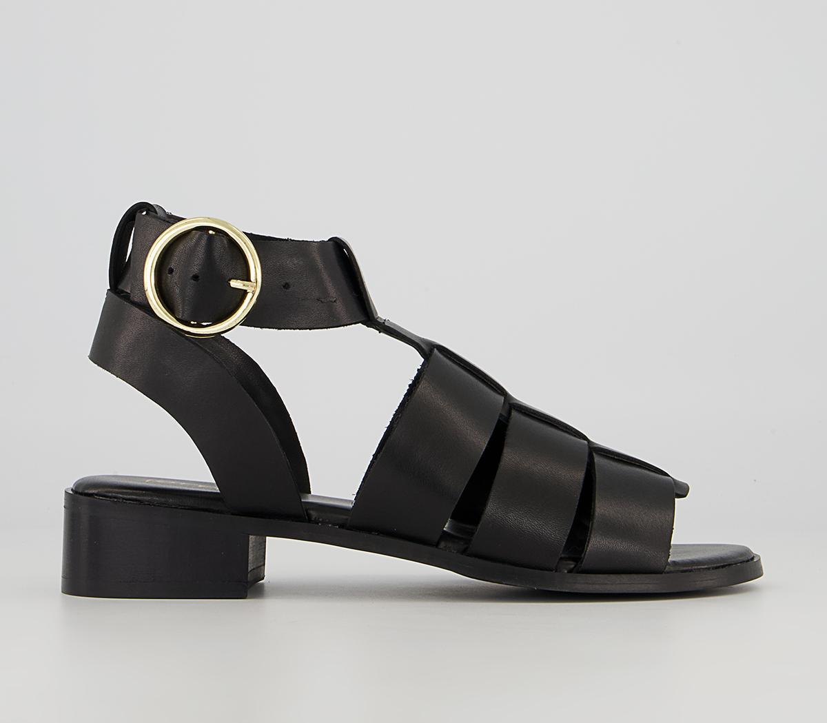 OFFICESaunter Buckle SandalsBlack Leather