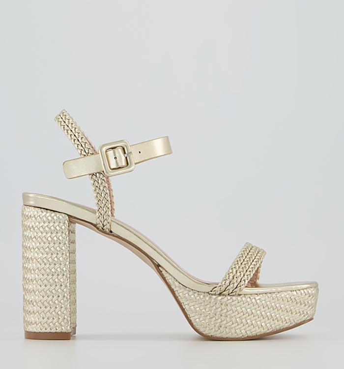 Office Heloise Two Part Weave Sandals Gold
