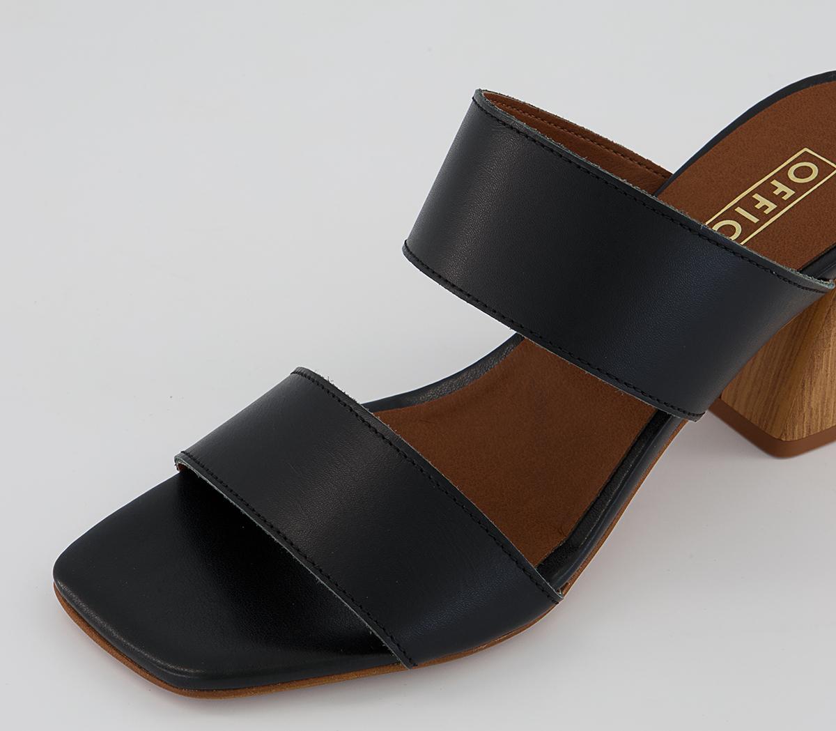Office Mallie Two Part Block Heel Mules Office Mallie Two Part Block Heel Mules Black Leather