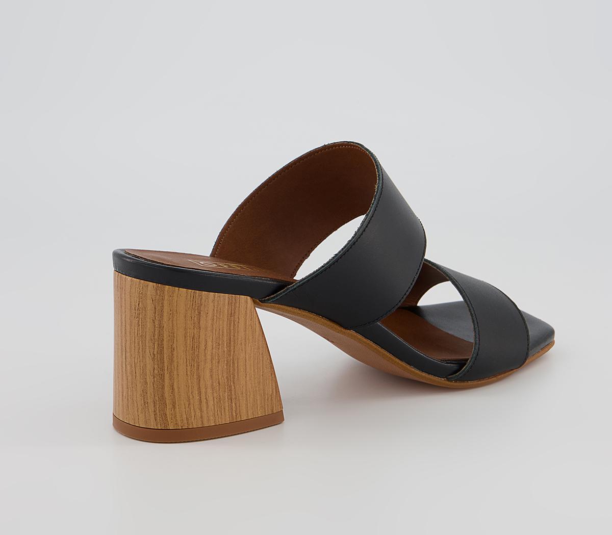 Office Mallie Two Part Block Heel Mules Office Mallie Two Part Block Heel Mules Black Leather